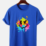 Colorful Mud Splatter Smiley Face Print T-Shirt