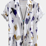 Brushstroke Print Button Up Shirt & Swim Shorts