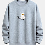 Cat Pretending To Be A Ghost Print Relax Fit Sweatshirt