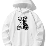 Bear Print Drop Shoulder Relaxed Hoodie