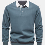 Contrast Polo Collar Sweatshirt