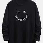 Long Sleeve Slogan Print Cotton Arc Hem T-Shirt