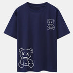 Bear line Print Drop Shoulder Oversize T-Shirt