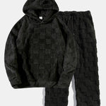 Checkerboard Teddy Hoodie & Straight Leg Pants