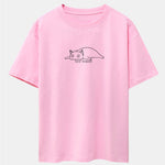 Not Today Lazy Cat Print Drop Shoulder Oversize T-Shirt