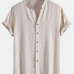 V Neck Linen Rayon Blend Shirt & Straight Leg Linen Pants