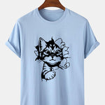 Cat Breaks The Wall Print T-shirt