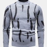 Abstract Print Mock Neck Sweater