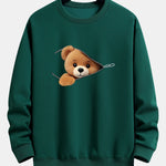 Zipper Bear Print Relax Fit Sweatshirt
