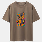 Tattered Bear Print Drop Shoulder Oversize T-Shirt