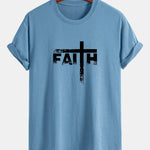 Regular Fit Faith Cross Print Cotton T-Shirt