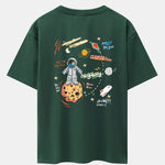 Galaxy Astronaut Print Drop Shoulder Oversize T-Shirt