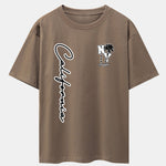 New York California Palm Tree Print Drop Shoulder Oversize T-Shirt
