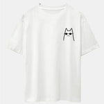Cat With Sunglasses Print Drop Shoulder Oversize T-Shirt