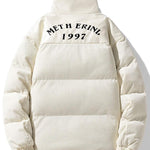Corduroy PU Patchwork Puffer Coat