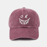Evil Smiley Face Pattern Classic Retro Washed Distressed Cotton Baseball Cap