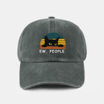 Black Cat Pattern Casual Decoration Washed Cotton Baseball Cap
