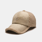 Embroidery Letter Plush Warm Baseball Cap