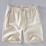 Linen Cotton Blend Striped Shorts