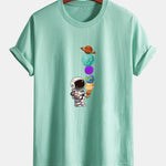 Regular Fit Planet Astronaut Print Cotton T-Shirt