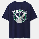 Dove With Peace Symbol Back Print Drop Shoulder Oversize T-Shirt