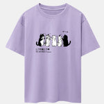 Friend Cat Print Drop Shoulder Oversize T-Shirt