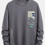 Long Sleeve Tokyo Ukiyo-e Print Cotton T-Shirt