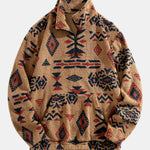 Quarter Zip Aztec Print Teddy Sweatshirt