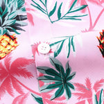 Pineapple Palm Tree Print Button Up Shirt & & Swim Shorts