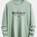 Long Sleeve Monaco Slogan Print Cotton T-Shirt