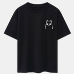 Cat With Sunglasses Print Drop Shoulder Oversize T-Shirt