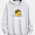 Yellow Duck With Sunglasses Print Relax Fit Hoodie