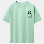 Pocket Panda Print Drop Shoulder Oversize T-Shirt