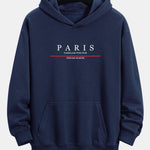 Stripe Paris Slogan Print Relax Fit Hoodie