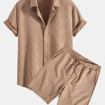 Texture Jacquard Button Up Shirt & Shorts