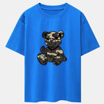 Camouflage Bear Print Drop Shoulder Oversize T-Shirt