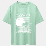 Hawaii Sun Palm Trees Print Drop Shoulder Oversize T-Shirt