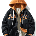 2 In 1Plush Lined Corduroy Hooded Baseball Jacket