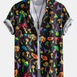 Psychedelic Mushroom Print Button Up Shirt