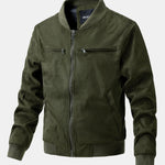 Suede Bomber Jacket With Quilted Liner