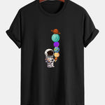 Regular Fit Planet Astronaut Print Cotton T-Shirt