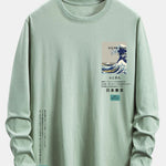 Long Sleeve Tokyo Ukiyo-e Print Cotton T-Shirt