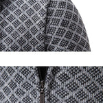Diamond Pattern Zip Hooded Sweater