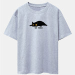 Not Today Black Cat Print Drop Shoulder Oversize T-Shirt