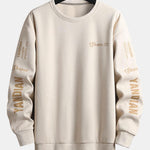 Letter Print Suede Crew Neck Sweatshirt