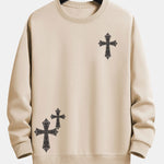 Ornamental Cross Print Relax Fit Sweatshirt