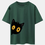 Black Cat Is Watching Print Drop Shoulder Oversize T-Shirt