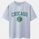 Chicago Coat Of Arms Print Drop Shoulder Oversize T-Shirt
