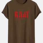 Goat Slogan Print Cotton Arc Hem T-Shirt