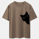 Black Cat Print Drop Shoulder Oversize T-Shirt